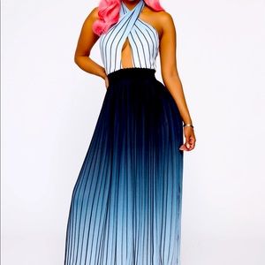 Striped Halter Maxi Dress - Size S